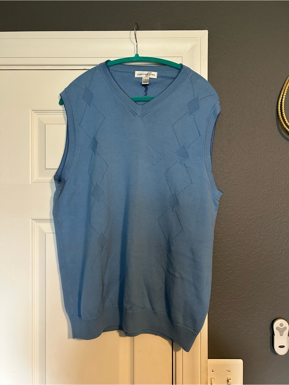 Cypress Links Vintage Blue V-Neck Knit Sweater Vest